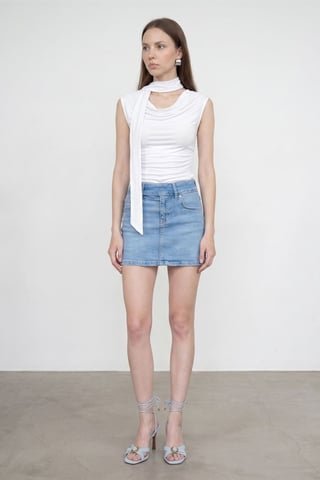 Ärmellose Cowl-Neck-Jersey-Bluse