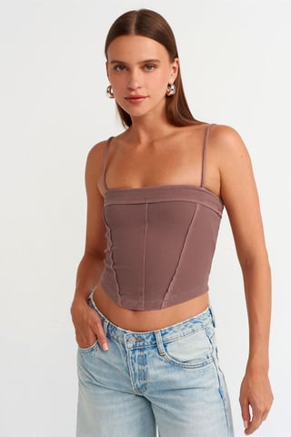 Rippstrick Quadrat-Ausschnitt Crop-Top