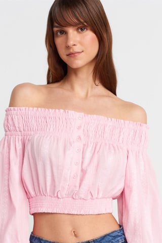 Schulterfreies Crop-Top-Bluse