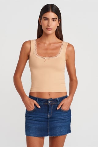 Rippstrick Baumwollmischung Crop Cami Top
