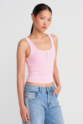 Geripptes Baumwollmischung-Crop-Top