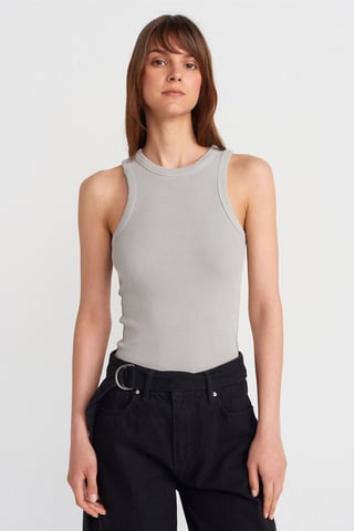 Ärmellose Rippstrickbluse