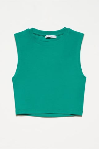 Ärmelloses Crop-Top aus Baumwoll-Jersey