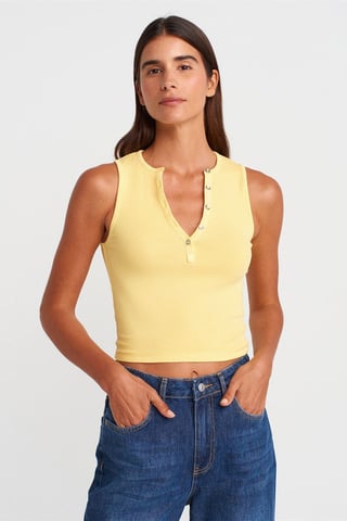 Damen geripptes Baumwollmischung Cropped Top