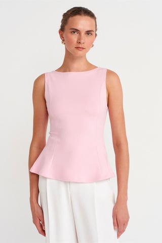 Taillierte ärmellose Peplum-Bluse
