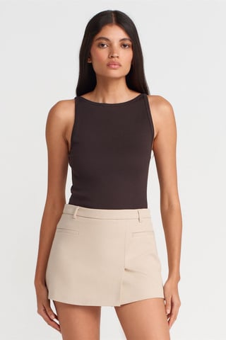 Rippstrick Halterneck Slim-Fit Bluse