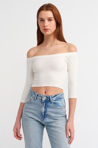 Damen Off-Shoulder Crop Bluse