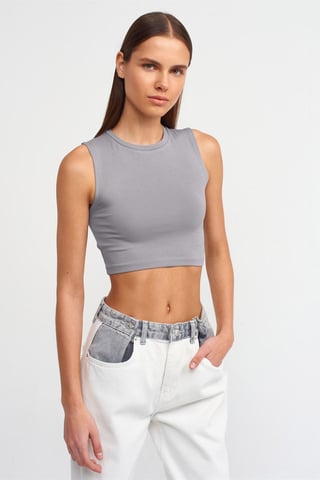 Ärmelloses Crop-Top aus Baumwoll-Jersey