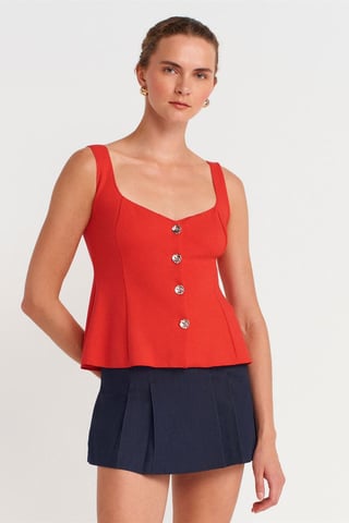 Taillierte ärmellose Peplum-Bluse