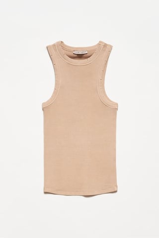 Ärmellose Rippstrickbluse