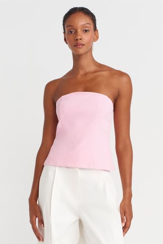 Trägerlose Taillierte Peplum-Bluse
