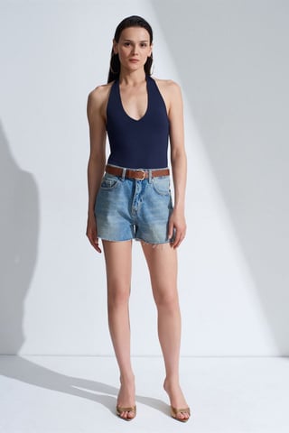 Halterneck Cut-Out Bodysuit