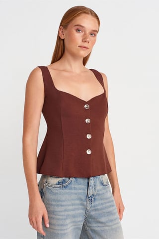 Figurbetonte ärmellose Peplum-Bluse