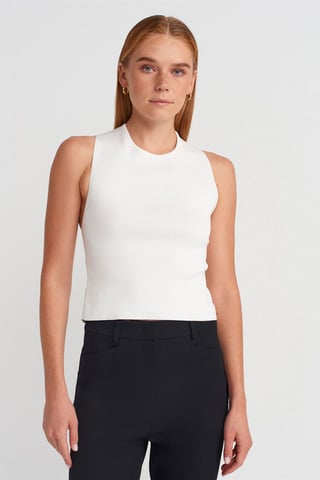 Ärmellose Cut-Out Strickbluse