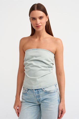 Damen Trägerloses Jeans-Cropped-Top