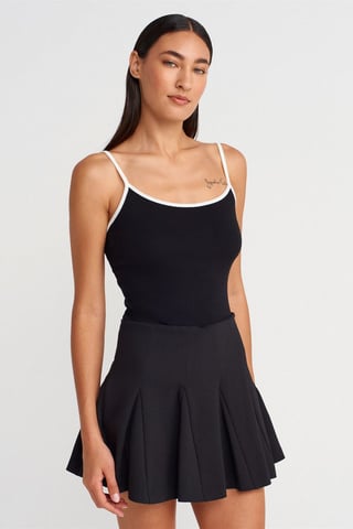 Farbblock Ripp-Ärmellose Bluse
