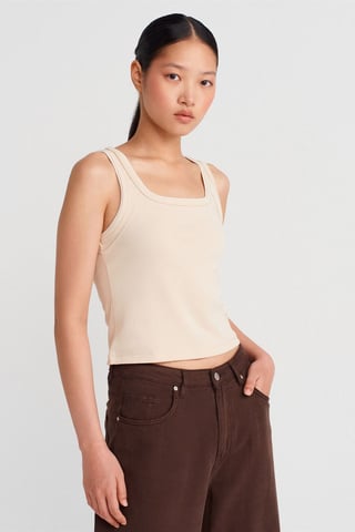 Damen Rippstrick Baumwolle Cami Bluse