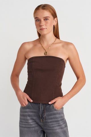 Trägerlose Taillierte Peplum-Bluse