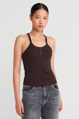 Schmale Passform Rippstrick Cami-Bluse