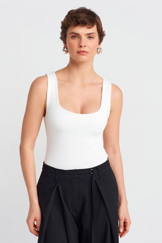 Ärmellose Slim-Fit Jersey-Bluse mit Quadrat-Ausschnitt