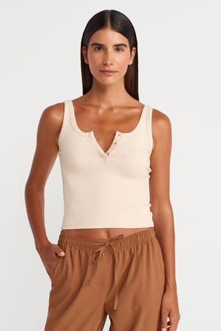 Gerippte Crop-Cami-Bluse