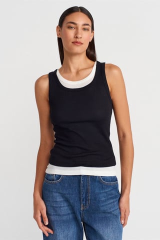 Rippstrick-Baumwoll-Ärmellose Cami-Bluse