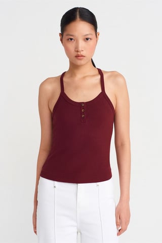 Schmale Passform Rippstrick Cami-Bluse