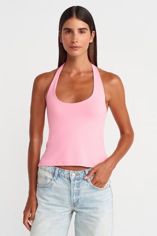 Schmal geschnittenes Haltertop mit Cut-Outs