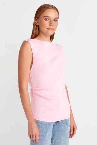Dilvin Ärmellose Strickbluse mit Boot-Ausschnitt - Rosé