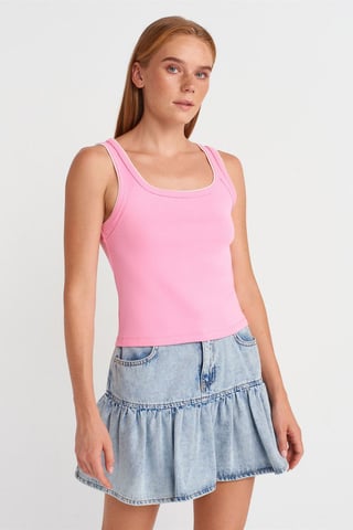 Damen Rippstrick Baumwolle Cami Bluse