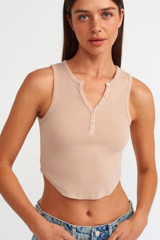 Damen Ripp-Strick Bluse mit Knöpfen