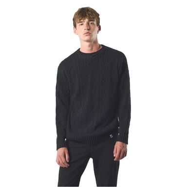 Pretty Green - "Marylebone" Pullover Top für Herren, Mit Zopfmuster, Langärmlig (Schwarz)