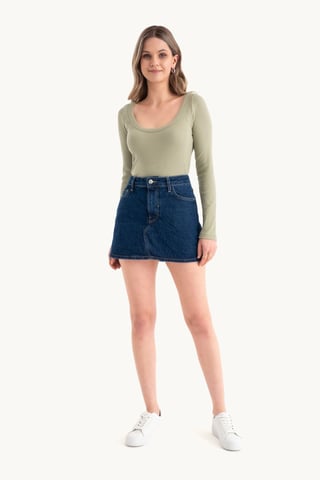 Langärmliges Basic Baumwoll-Croptop
