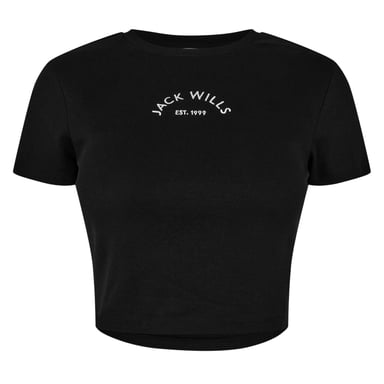 Jack Wills - kurzes T-Shirt für Damen, Baumwolle (Schwarz)