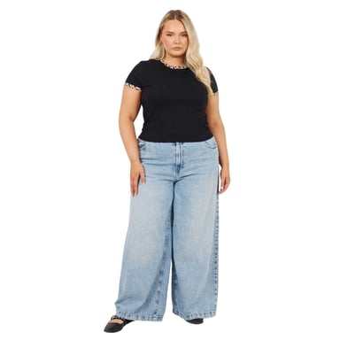Brave Soul - T-Shirt für Damen, Plus (Schwarz/Leopard)