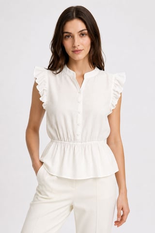 Strukturierte Jacquard-Peplum-Bluse