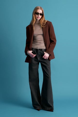Übergroßer langer Crepe-Blazer-Jacke