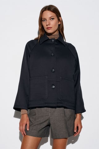 Oversized Plüsch Gewebte Knopfjacket
