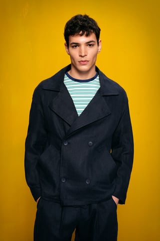 Leinenknopfjacke