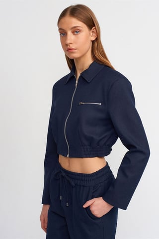 Crop Crepe Bomberjacke