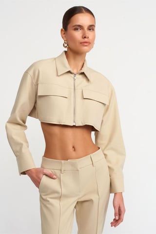 Gekürzte Baumwoll- Poplin- Pufferjacke