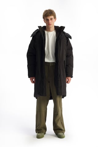 Kapuzenshirt Lange Pufferjacke mit Taschen