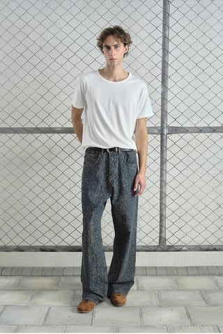 Baggy Fit Strukturierte Denim Jeans