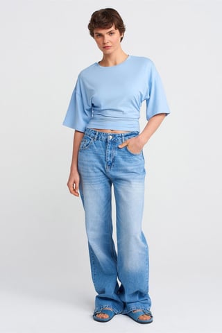 Hochtaillierte weit geschnittene Baumwoll-Jeans
