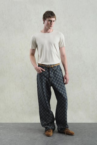 Baggy Fit Bedruckte Denim-Jeans