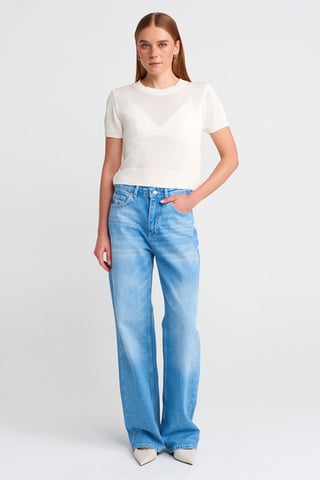 Hochtaillierte weite Baumwoll-Denim-Jeans