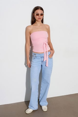Dilvin Hüfthohe Wide‑Leg-Jeans aus Baumwoll-Denim - Hellblau