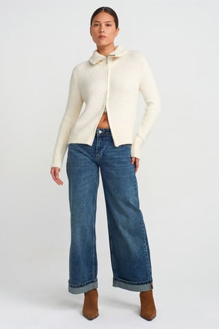 Damen Hochbundige Schlagjeans