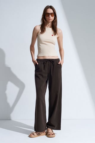 Hochtaillierte weite Denim-Jeans