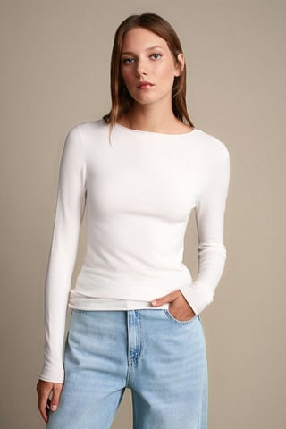 Damen Rippstrick Bootneck Slim-Fit Pullover